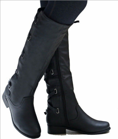 Lace-up Boots Round Toe Low Heel Rider Boots LadyShow.Store