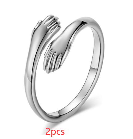 Alloy Simple Hands Hug Ring Opening Adjustable Jewelry CJD
