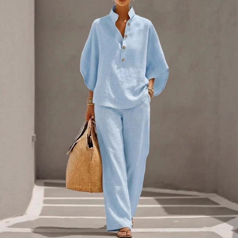 2026 New Women's Autumn Shirt Set Solid Color Leisure Urban Commuter Set NorixaFashion.com