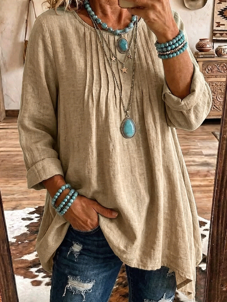 Womens Casual Crew-neck Long-sleeve Top NorixaFashion.com