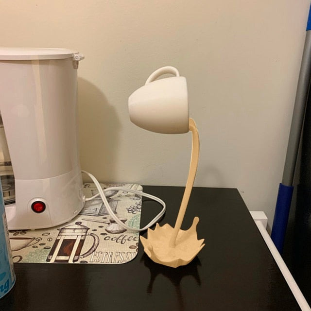 Floating Coffee Cup Mug Sculpture Kitchen Decor Pouring Spilling Decoration PearlNestDecor.com