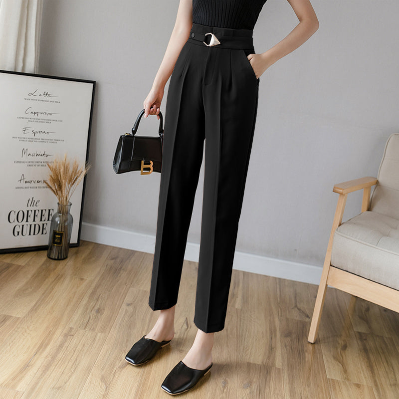 Cropped High-Waist Suit Trousers NorixaFashion.com