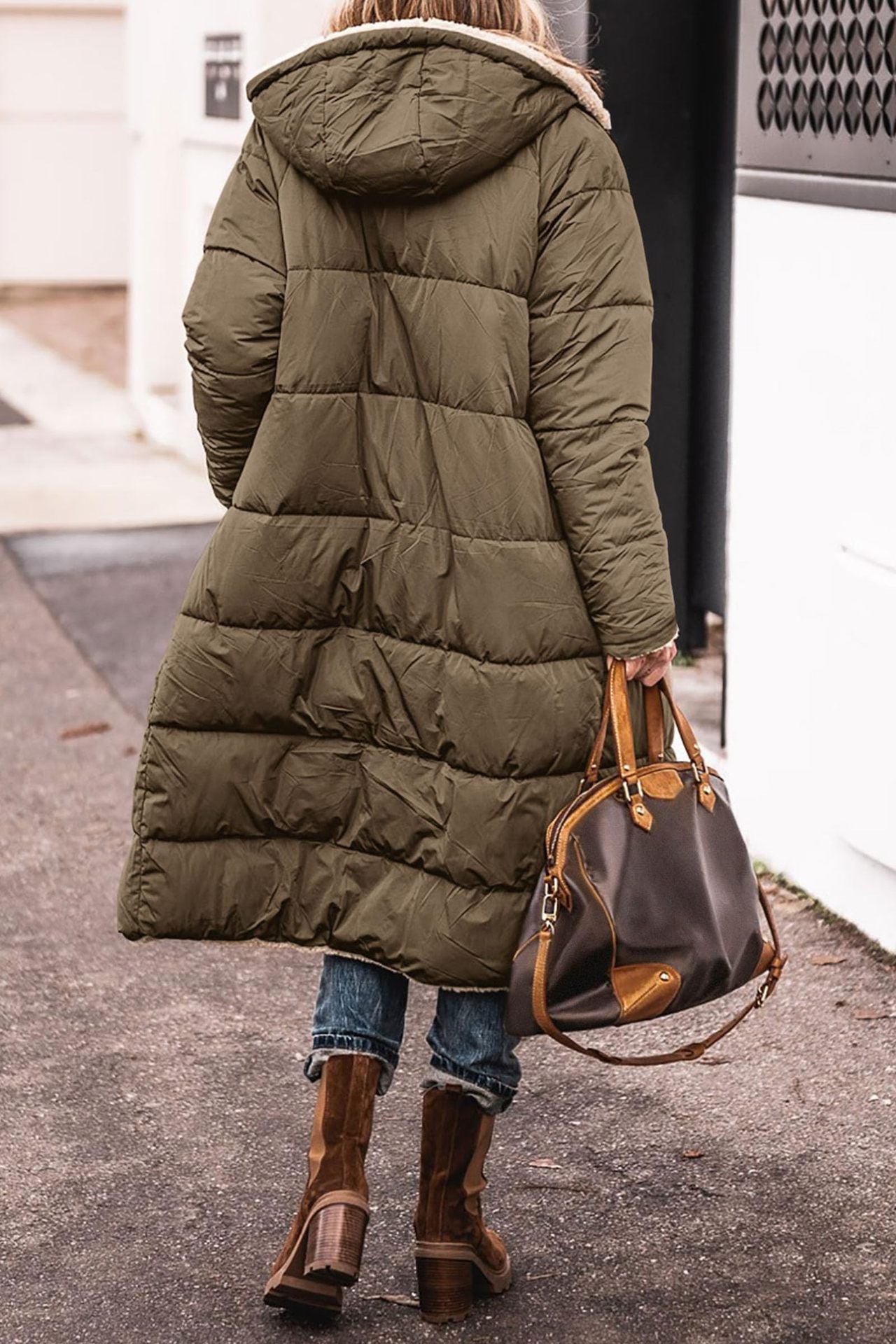 Solid Color Hooded Long Coat Winter Long Sleeve Double-sided Wear Slim Elegant Cardigan Jacket Top Women's Clothing LadyShow.Store