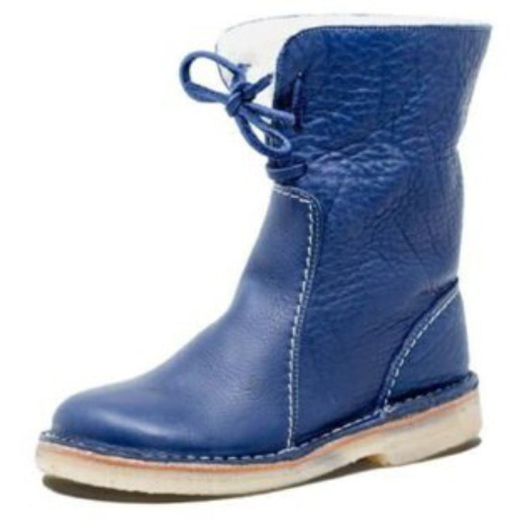 Large Size Women's Casual Lace-up Fleece Warm Martin Boots LadyShow.Store