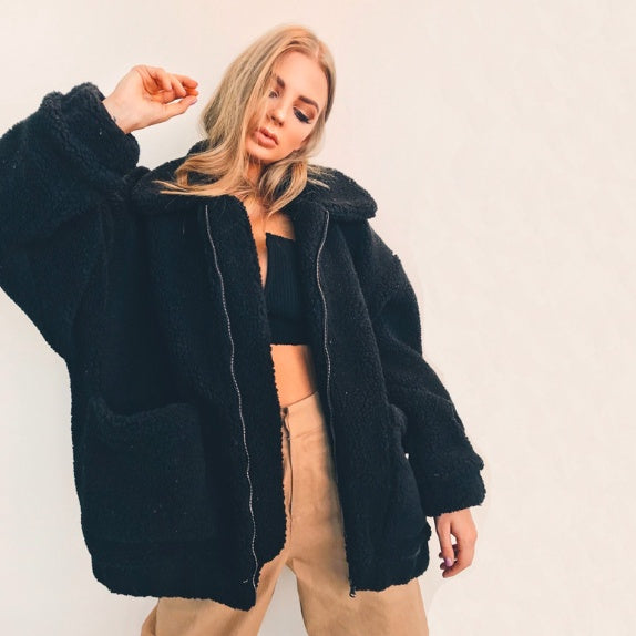 shearling coat jacket women autumn winter warm thick plush coat LuxuryLifeWay Online Store