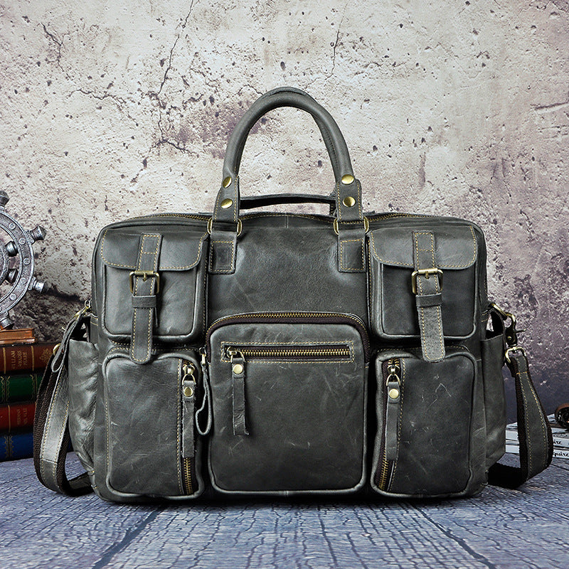 First Layer Cowhide Men's 16-inch Large-capacity Briefcase CJD