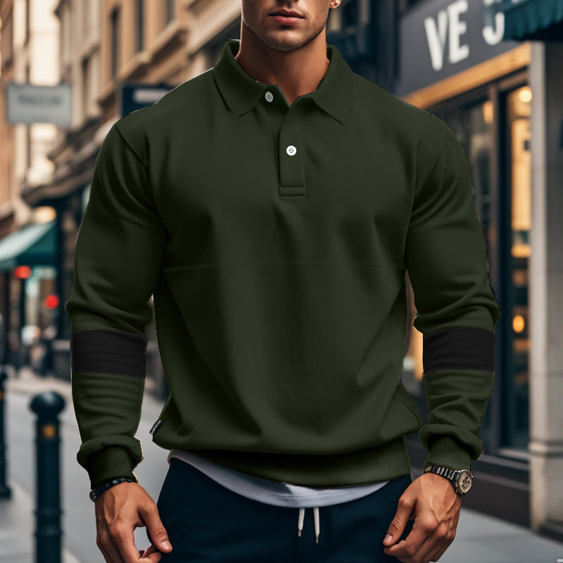Fashion Long-sleeved Lapel Polo Shirt With Button Men's Loose Casual Sports Top Fall Spring Clothing LadyShow.Store