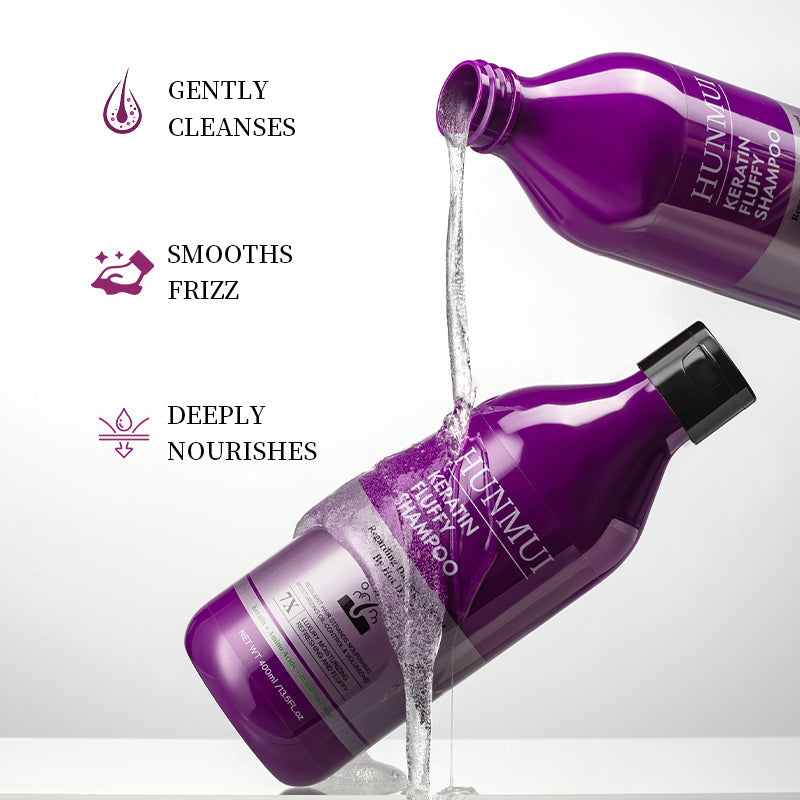 HUNMUI Keratin Hair Conditioner And Shampoo 400ml Tri Light Beauty