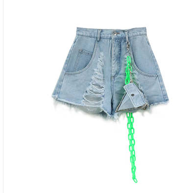 Water-Washed Denim Shorts Pi-Mart
