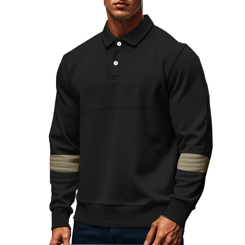 Fashion Long-sleeved Lapel Polo Shirt With Button Men's Loose Casual Sports Top Fall Spring Clothing LadyShow.Store