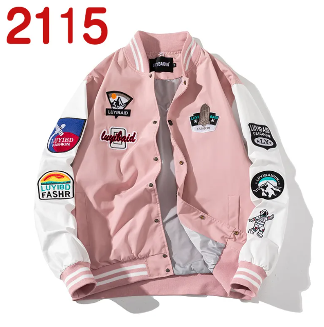 Embroidered Color Block Baseball Jacket Best YouTube Store