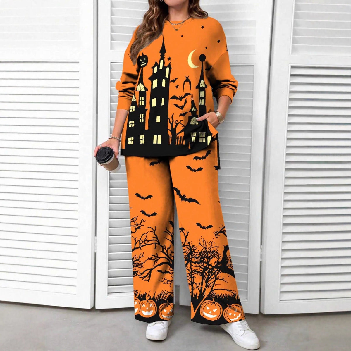 Halloween Christmas Eve Printed Two-piece Suit Pack LadyShow.Store
