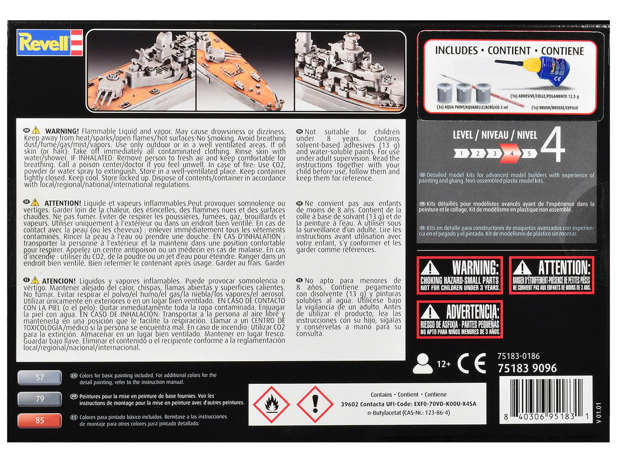 Level 4 Model Kit Battleship U.S.S. New Jersey All-Included Kit 1/1200 Scale Model by Revell LuxuryLifeWay Online Store