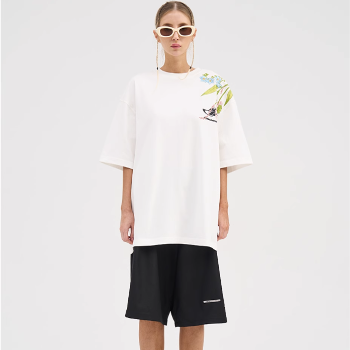 Floral Embroidered Short-Sleeved T-Shirt Pi-Mart