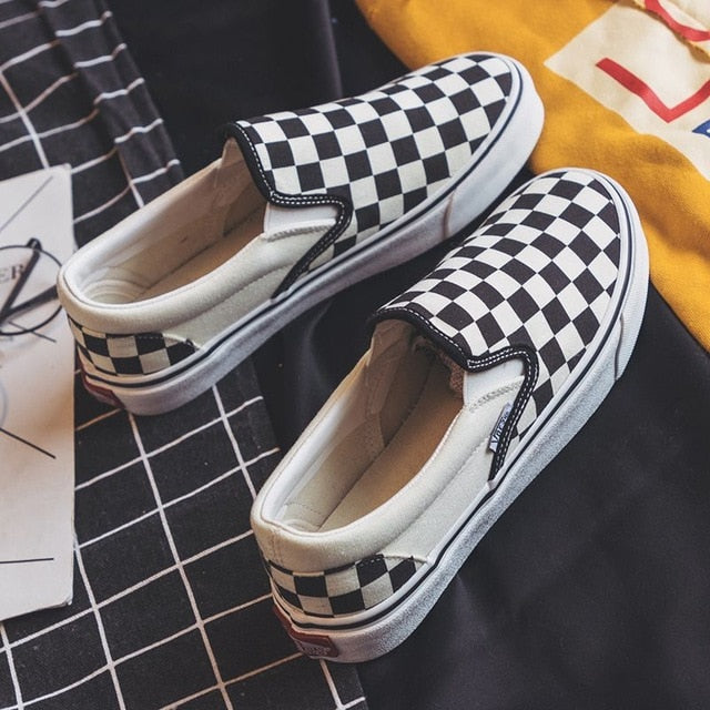 Korean version of casual wild students low to help men's shoes Harajuku ulzzang lattice one pedal men canvas shoes lazy Best YouTube Store