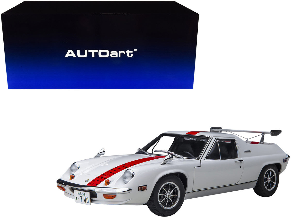 Lotus Europa Special White with Red Stripe and Graphics "The Circuit Wolf" 1/18 Model Car by Autoart LuxuryLifeWay Online Store