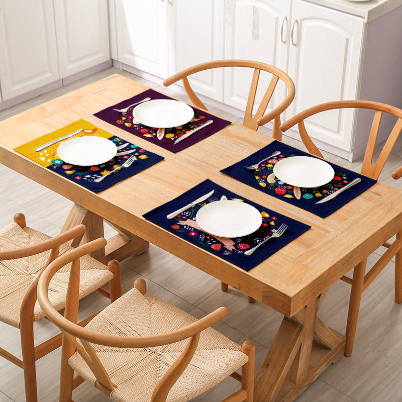 Home Cartoon Rabbit Kitchen Insulation Coaster Anti-scalding Cotton And Linen Western Placemat PearlNestDecor.com