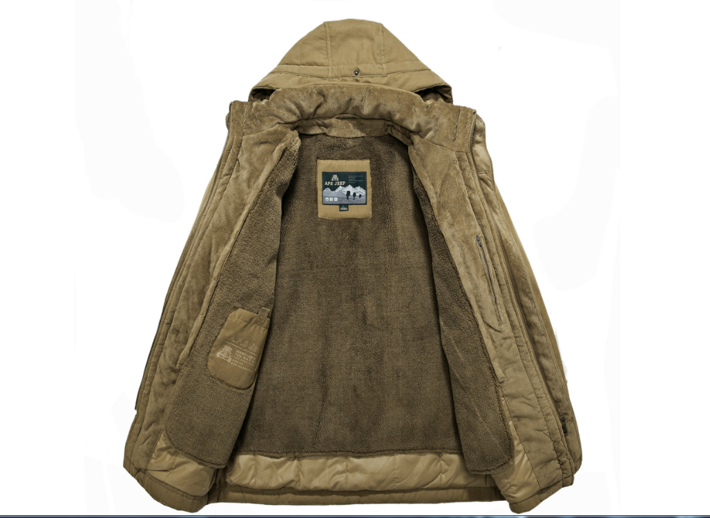 Men's Thick Cotton Jacket with Hood for Winter Pi-Mart