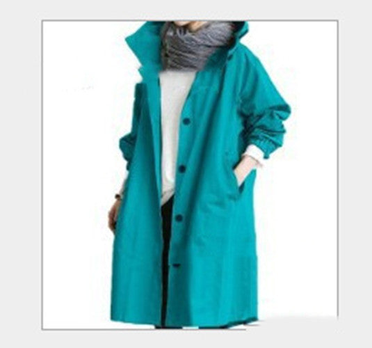 Women Windbreaker Jacket Casual Loose Button Pockets Hooded Quick Dry Windproof Waterproof Clothes For Outdoor Hiking Camping LadyShow.Store