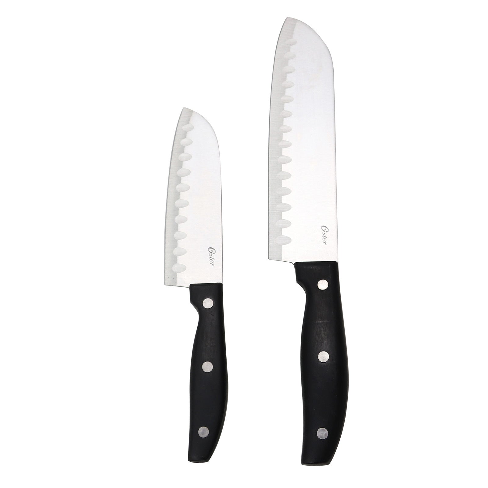 Oster Granger 2 Piece Stainless Steel Santoku Knife Set with Black Handles LuxuryLifeWay Online Store