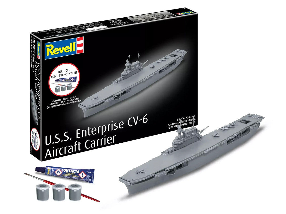 Level 4 Model Kit U.S.S. Enterprise CV-6 Aircraft Carrier All-Included Kit 1/1200 Scale Model by Revell LuxuryLifeWay Online Store