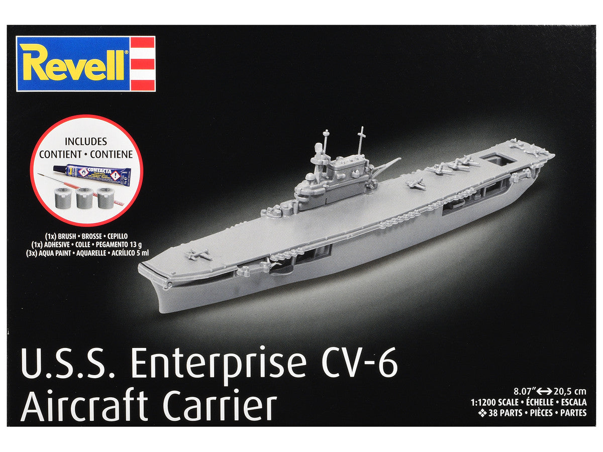 Level 4 Model Kit U.S.S. Enterprise CV-6 Aircraft Carrier All-Included Kit 1/1200 Scale Model by Revell LuxuryLifeWay Online Store