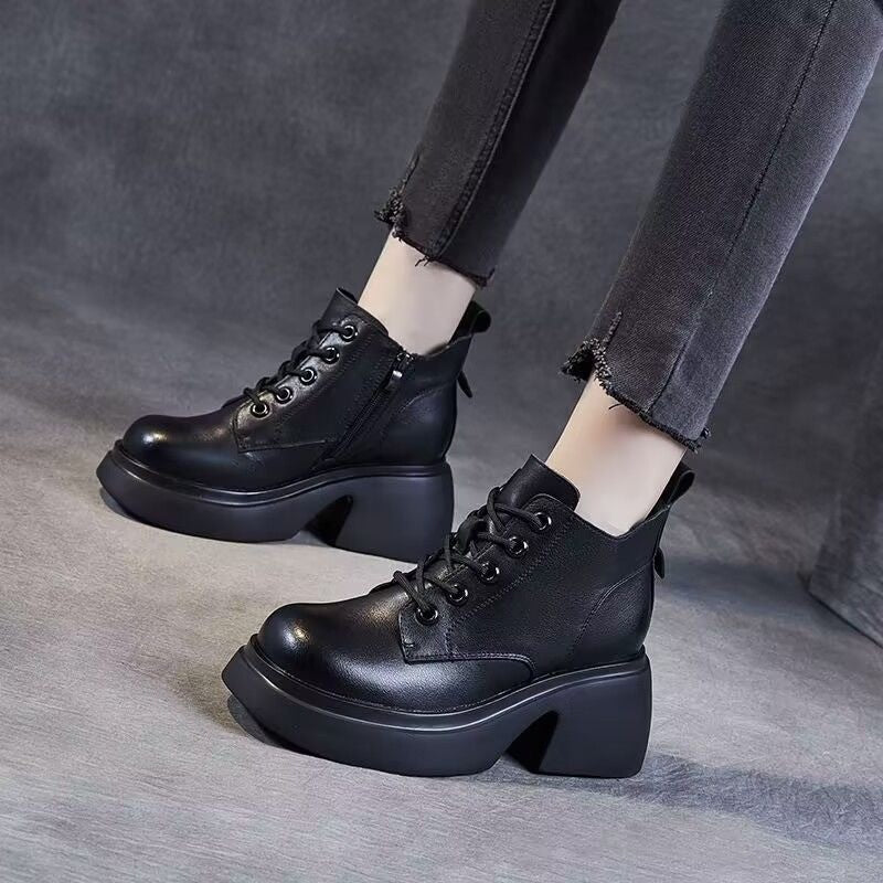 Womens Mid-calf Boots With Thick Chunky Heels LadyShow.Store