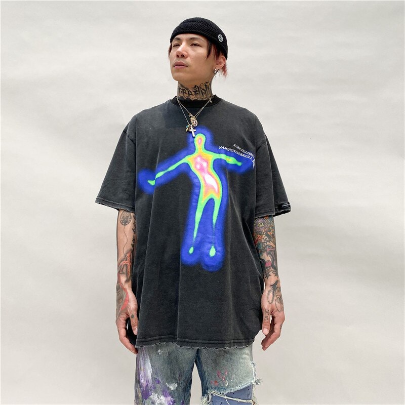 "Blue Lotuss 20SS Unisex Vintage Print T-Shirt" Pi-Mart