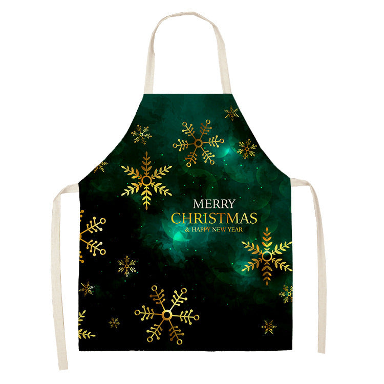 Household Green Series Christmas Dog Linen Apron Used In Kitchen PearlNestDecor.com