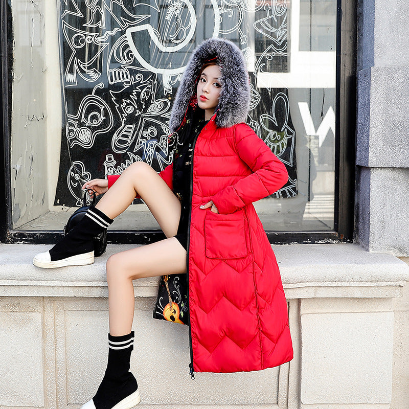 Reversible Long Down Cotton Jacket for Women Plus Size Pi-Mart