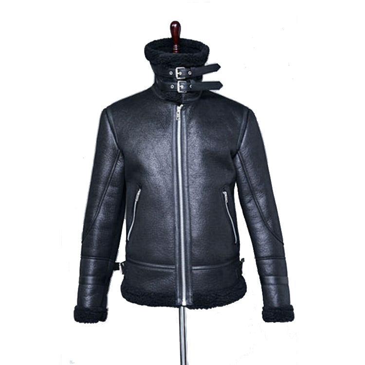 Vintage Motorcycle Leather Jacket with Shearling Lining Pi-Mart