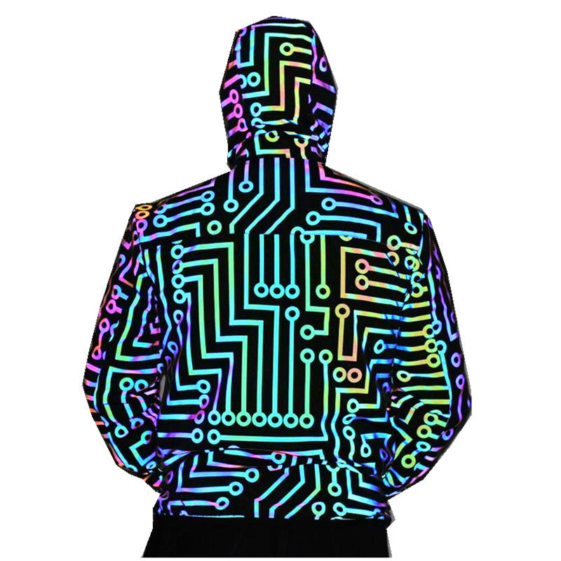 Rainbow Reflective Jacket for Men and Women (Hip Hop) Pi-Mart