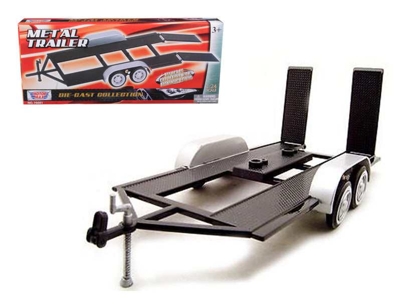 Diecast Tandem Car Trailer Black for 1/24 Scale Models by Motormax LuxuryLifeWay Online Store
