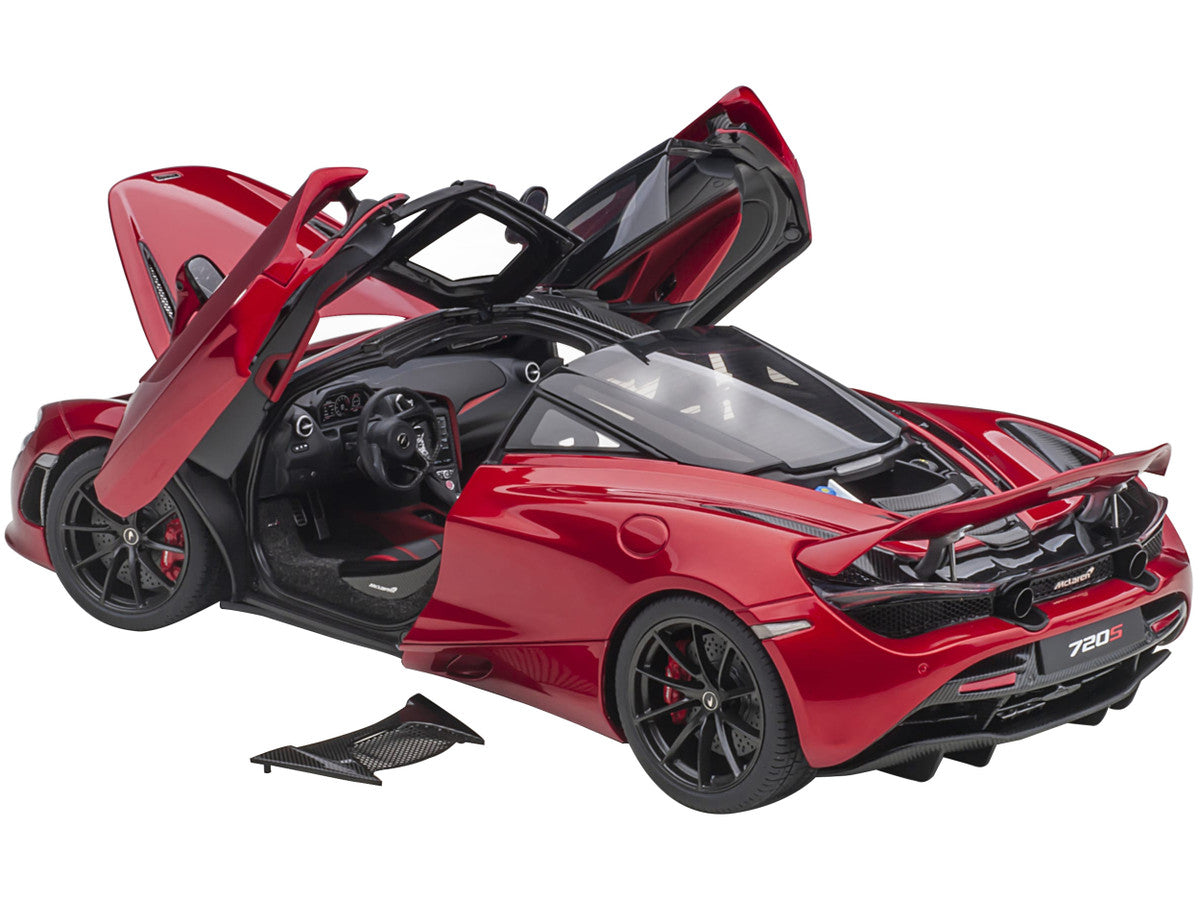 Mclaren 720S Memphis Red Metallic with Black Top and Carbon Accents 1/18 Model Car by Autoart LuxuryLifeWay Online Store