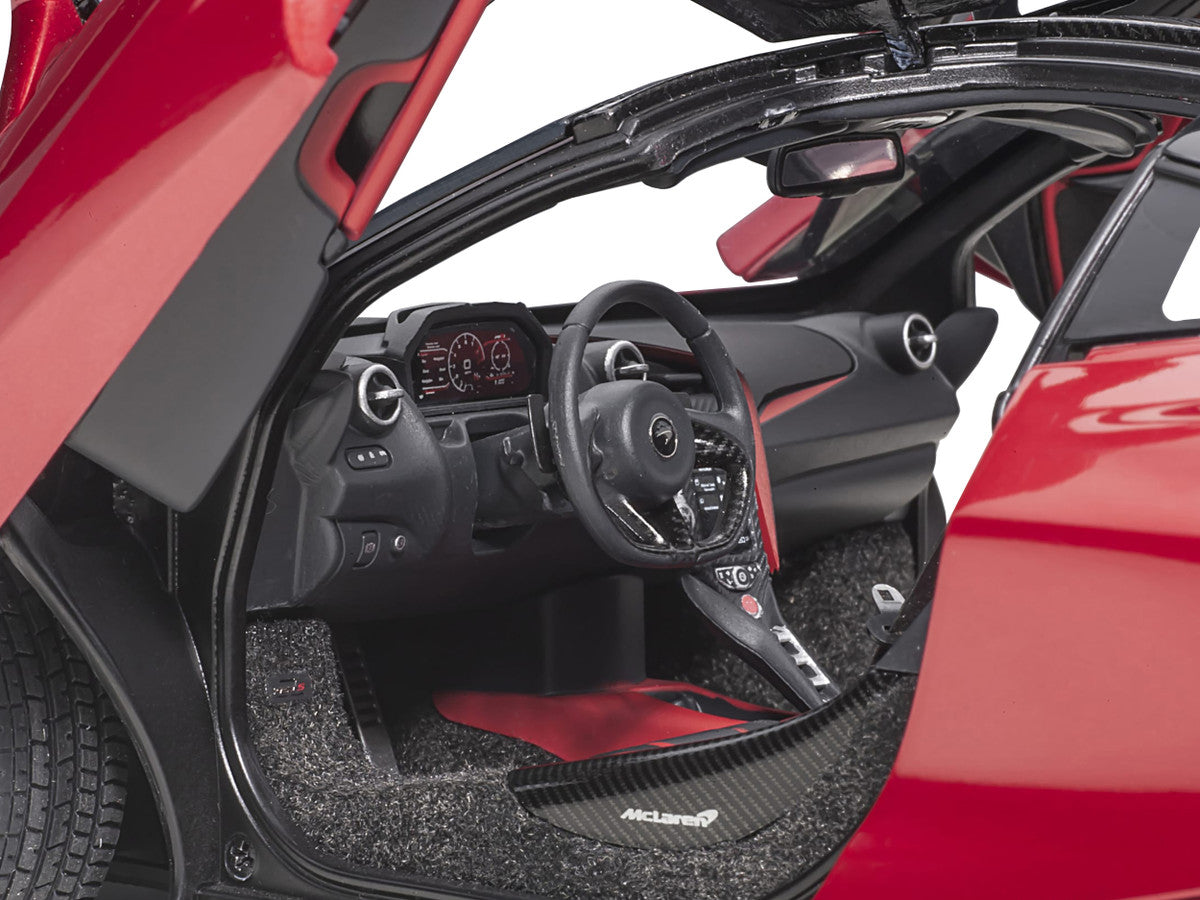 Mclaren 720S Memphis Red Metallic with Black Top and Carbon Accents 1/18 Model Car by Autoart LuxuryLifeWay Online Store