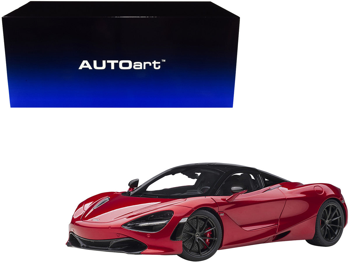 Mclaren 720S Memphis Red Metallic with Black Top and Carbon Accents 1/18 Model Car by Autoart LuxuryLifeWay Online Store