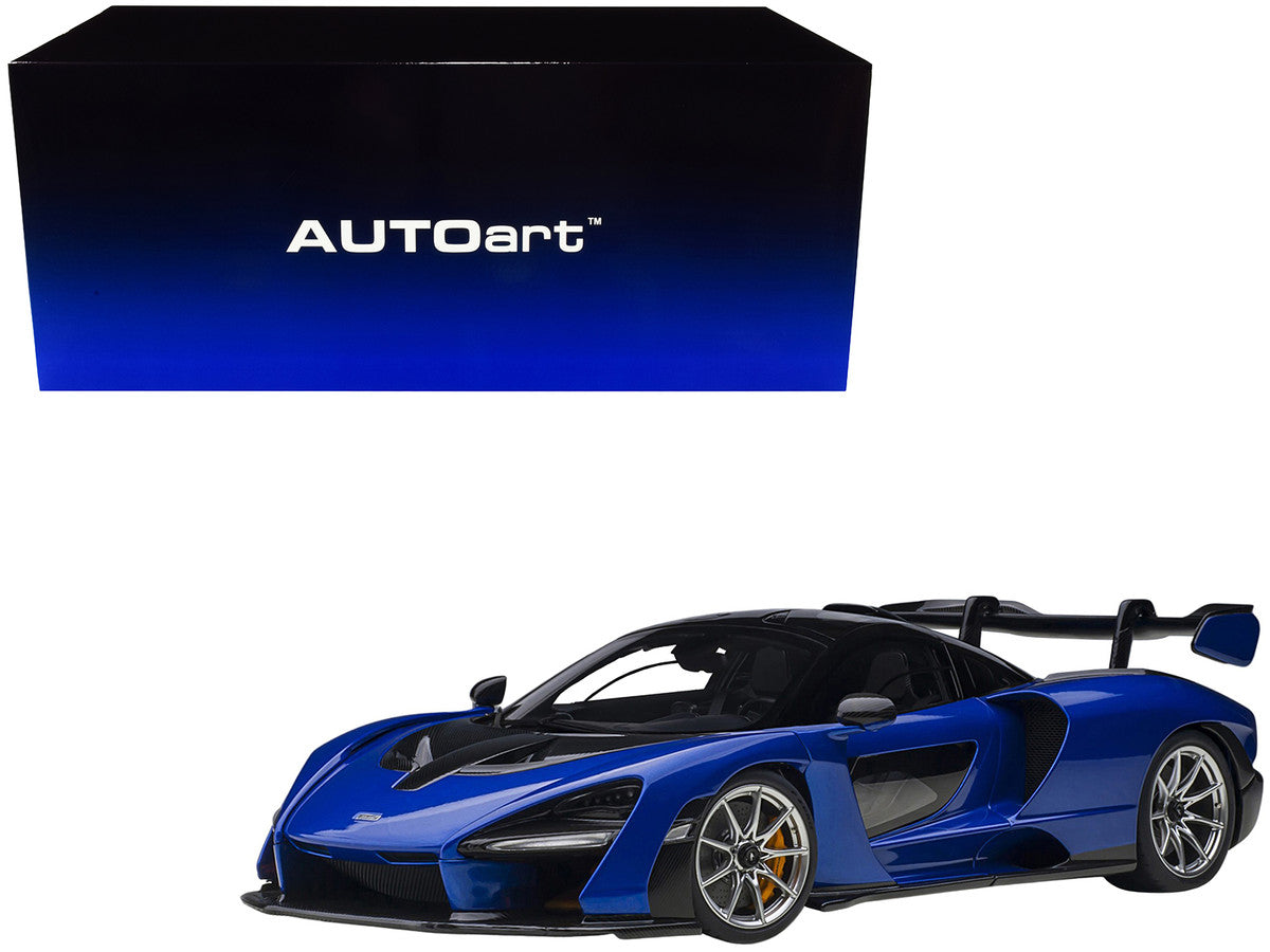 Mclaren Senna Trophy Kyanos Blue and Black with Carbon Accents 1/18 Model Car by Autoart LuxuryLifeWay Online Store