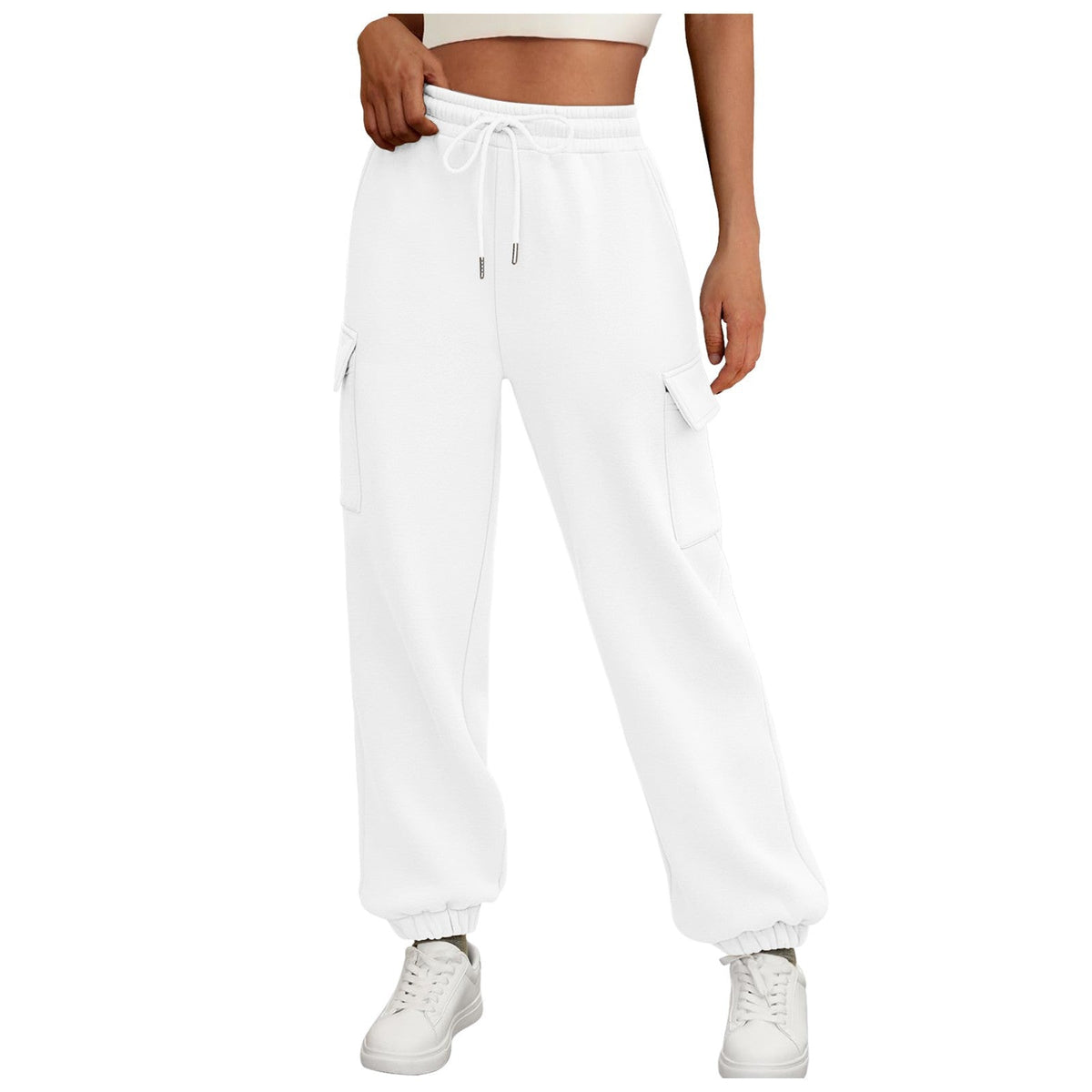 Women's Sweatpants Fleece Lined Baggy Athletic Jogger Trousers With Pockets Fall Casual Trendy Cargo Pants Fall Outfits NorixaFashion.com