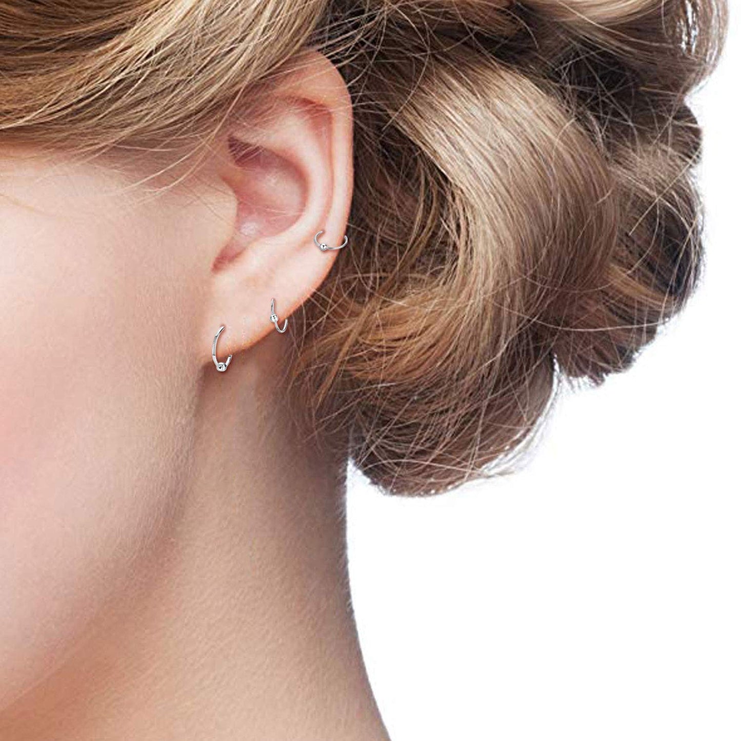 Hypoallergenic Sterling Silver Cartilage Dainty Thin Small Huggie Hoop Earring For Women LadyShow.Store