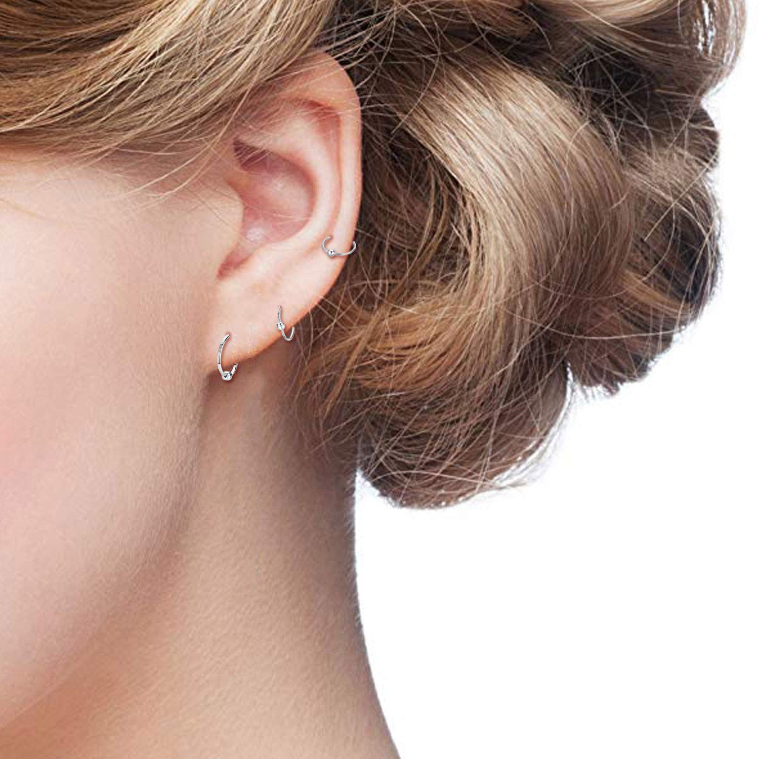 Hypoallergenic Sterling Silver Cartilage Dainty Thin Small Huggie Hoop Earring For Women LadyShow.Store