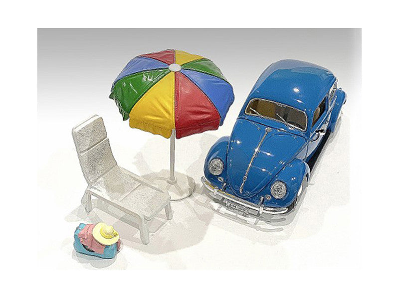 "Beach Girls" Accessories (Beach Chair and Beach Umbrella and Duffle Bag) for 1/18 Scale Models by American Diorama LuxuryLifeWay Online Store