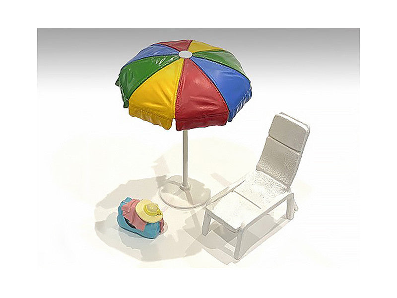 "Beach Girls" Accessories (Beach Chair and Beach Umbrella and Duffle Bag) for 1/18 Scale Models by American Diorama LuxuryLifeWay Online Store