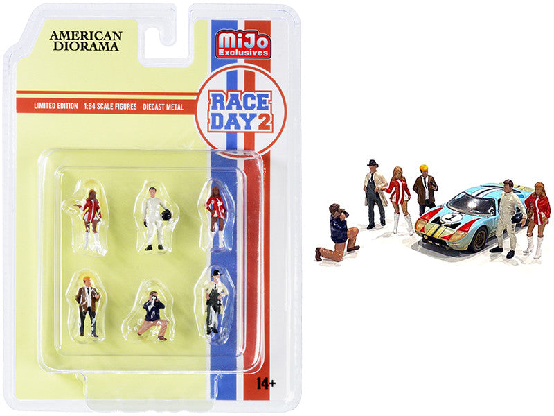 "Race Day 2" 6 piece Diecast Figurine Set for 1/64 Scale Models by American Diorama LuxuryLifeWay Online Store