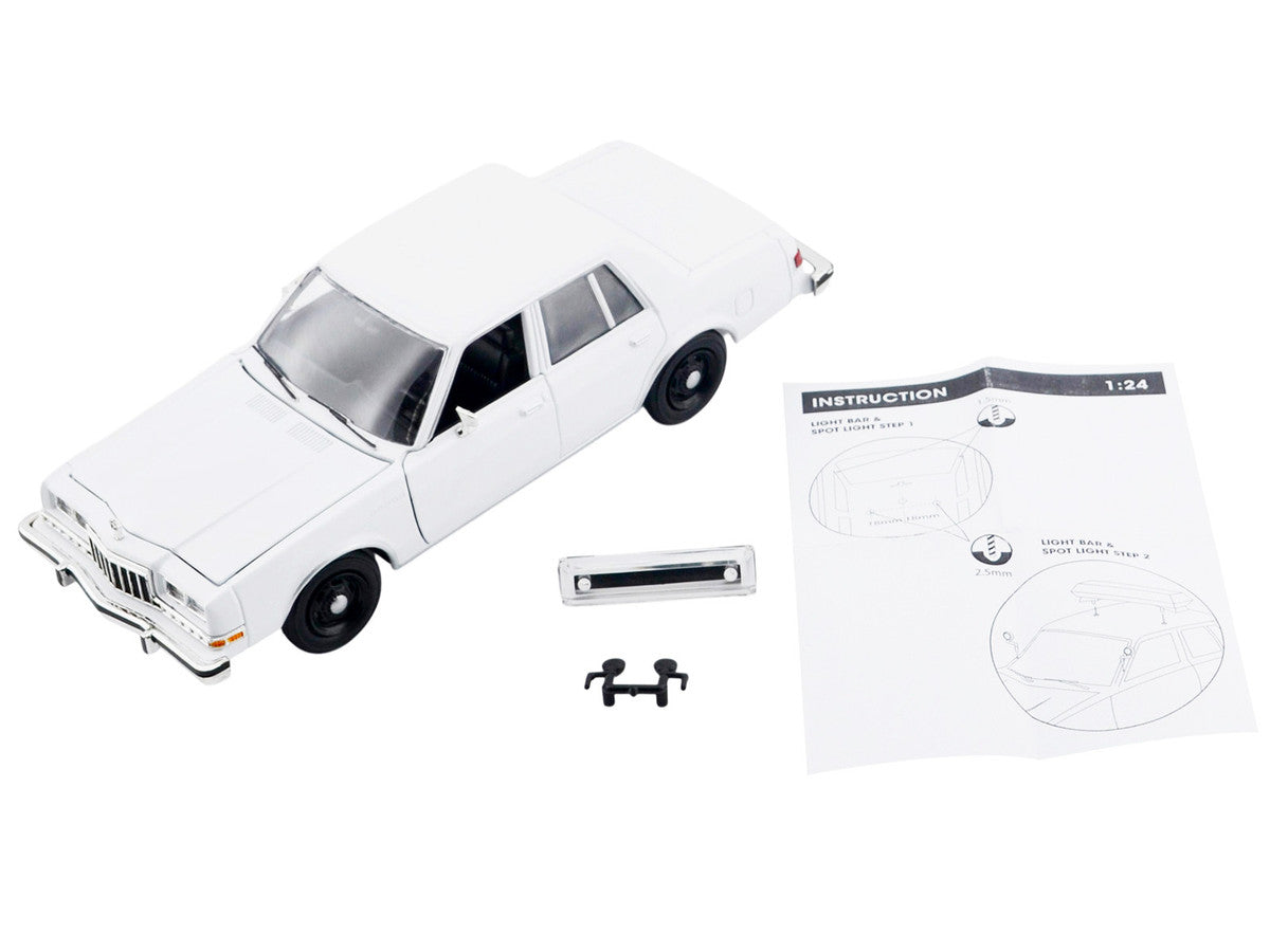 1986 Dodge Diplomat Police Car Unmarked White "Custom Builder's Kit" Series 1/24 Diecast Model Car by Motormax LuxuryLifeWay Online Store