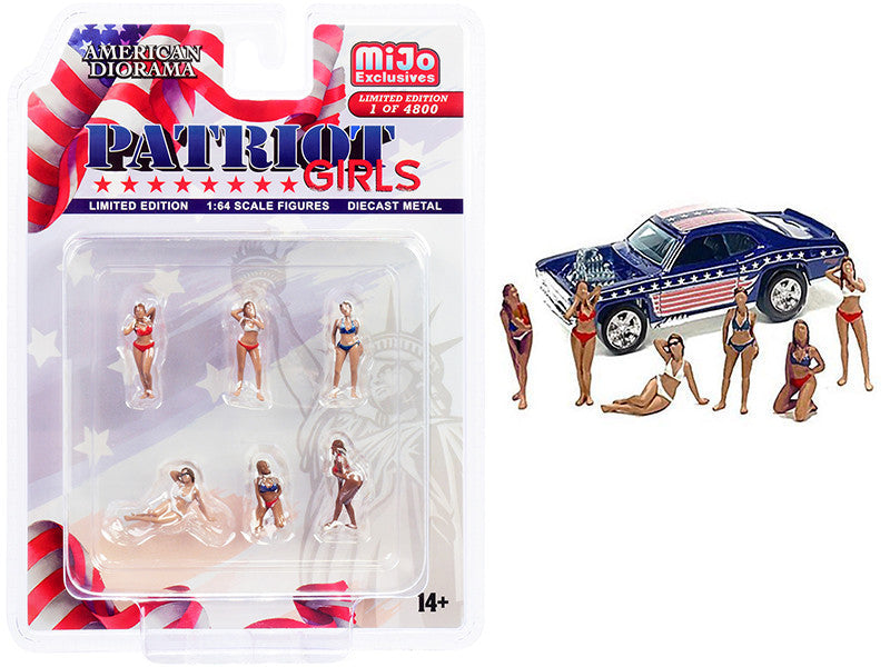 "Patriot Girls" 6 piece Diecast Figurines Set Limited Edition to 4800 pieces Worldwide for 1/64 Scale Models by American Diorama LuxuryLifeWay Online Store