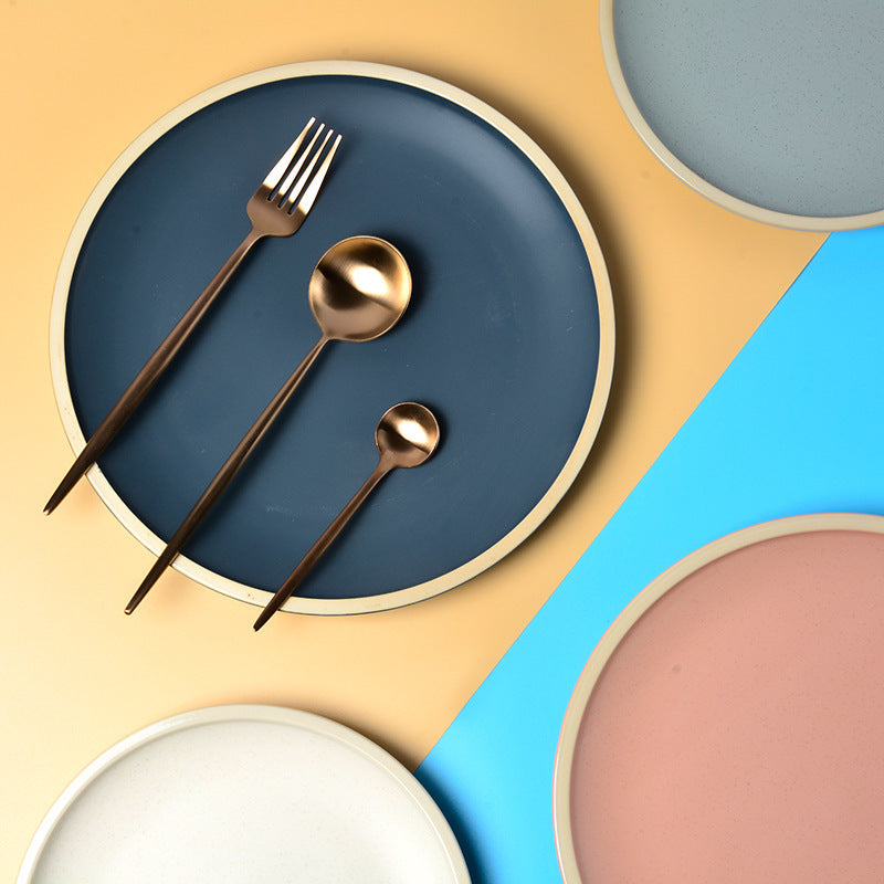 Pure color matte ceramic plate LadyShow.Store