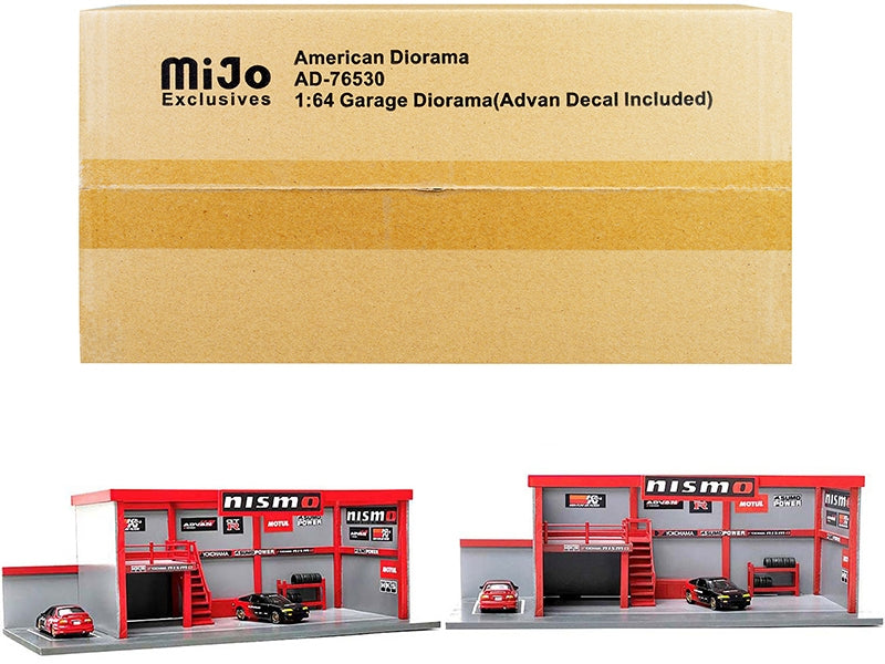 "Garage Diorama Advan" Diorama with Decals for 1/64 Scale Models by American Diorama LuxuryLifeWay Online Store
