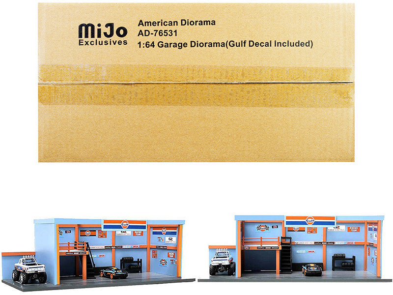 "Garage Diorama Gulf Oil" Diorama with Decals for 1/64 Scale Models by American Diorama LuxuryLifeWay Online Store