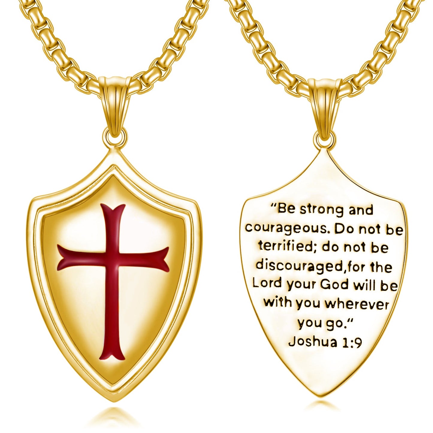 Knights Templar Shield Necklace in Sterling Silver Pendants Necklace for Men LadyShow.Store