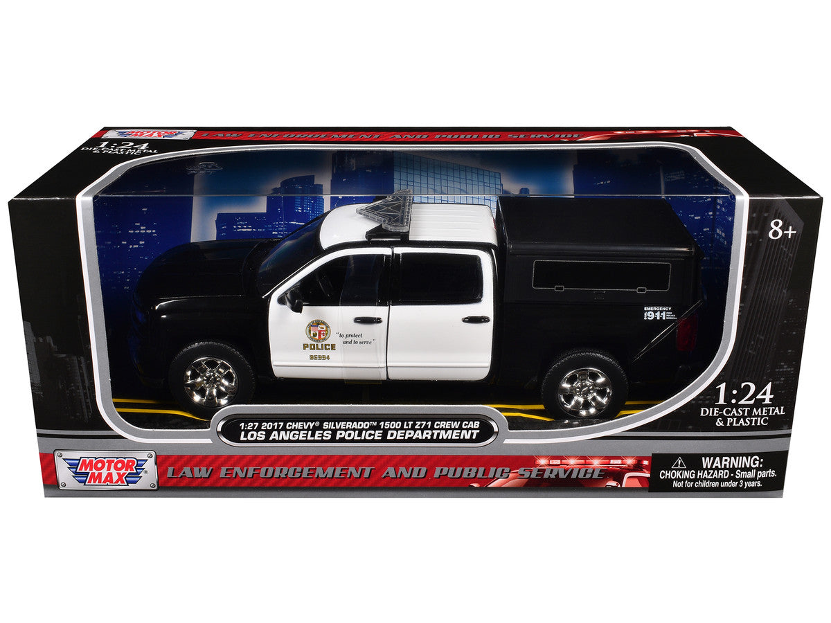 2017 Chevrolet Silverado 1500 LT Z71 Crew Cab Pickup Truck "Los Angeles Police Department" Black and White "Law Enforcement and Public Service" Series 1/27 Diecast Model Car by Motormax LuxuryLifeWay Online Store